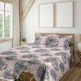 thumbnail image 1 of Ambesonne Springtime Fitted & Flat Sheet with Shams 4 Pcs Set, Romantic Bouquet Print, Calking, Rose Lilac and Pale Teal, 1 of 1