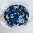 thumbnail image 1 of Ambesonne Springtime Fitted Round Tablecloth, Modern Butterfly Floral, 45"- 56" Diameter, Dark Lavender Sea Blue, 1 of 1