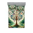thumbnail image 1 of Ambesonne Springtime Fitted Sheet & Pillow Sham Set, Circular Tree Flourish, Calking, Green Blue and Pink, 1 of 2