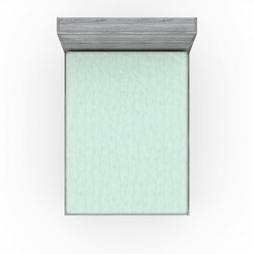 Ambesonne Springtime Fitted Sheet, Romance Leaves Bohemian, California King, Mint Green and White