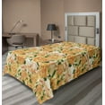 thumbnail image 1 of Ambesonne Springtime Flat Bedding Sheet Soft Top Sheet, Tangerine Tone Roses Art, Twin, Orange Green Peach, 1 of 1