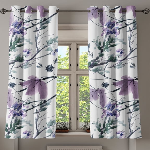 Ambesonne Springtime Grommet Curtain, Romantic Flower Petals, 50"x60", Laurel Green Mauve