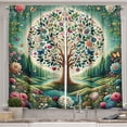 thumbnail image 1 of Ambesonne Springtime Kitchen Curtains, Circular Tree Flourish, 55"x45", Green Blue and Pink, 1 of 3