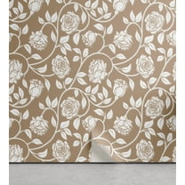 Ambesonne, Springtime Peel & Stick Wallpaper for Home, Minimalist Boho Garden, 13"x36", Warm Taupe Off White