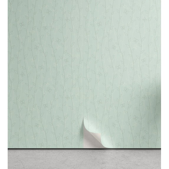 Ambesonne, Springtime Peel & Stick Wallpaper for Home, Romance Leaves Bohemian, 13"x36", Mint Green and White