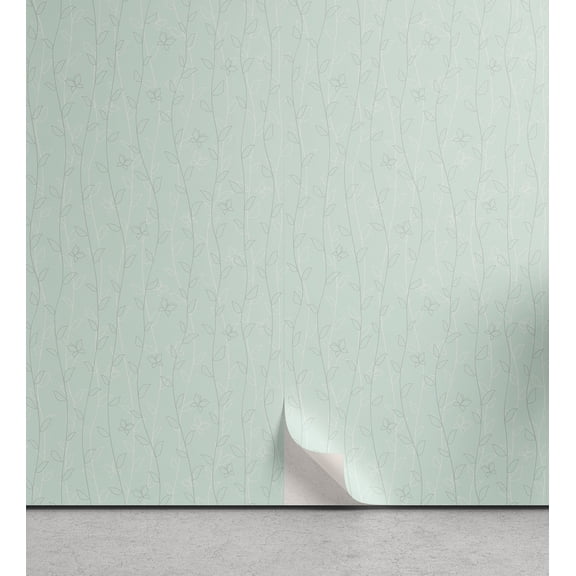 Ambesonne, Springtime Peel & Stick Wallpaper for Home, Romance Leaves Bohemian, 13"x36", Mint Green and White