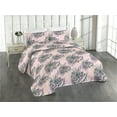 thumbnail image 1 of Ambesonne Springtime Quilted Bedspread Set 3 Pcs, Romantic Bouquet Print, Queen, Rose Lilac and Pale Teal, 1 of 4