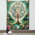 thumbnail image 1 of Ambesonne Springtime Tapestry Wall Hanging, Circular Tree Flourish, 60"x80", Green Blue and Pink, 1 of 3