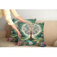 thumbnail image 1 of Ambesonne Springtime Throw Pillow Cover Pack of 2, Circular Tree Flourish, 2 Pcs-24" x 24", Green Blue and Pink, 1 of 5