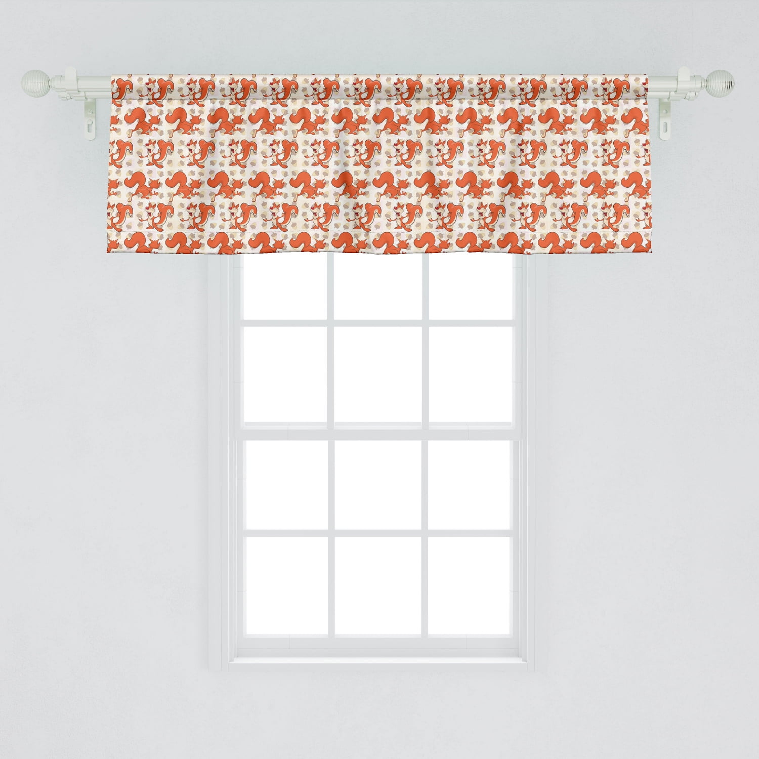 Ambesonne Squirrel Window Valance, Crazy Cartoon Animal Character