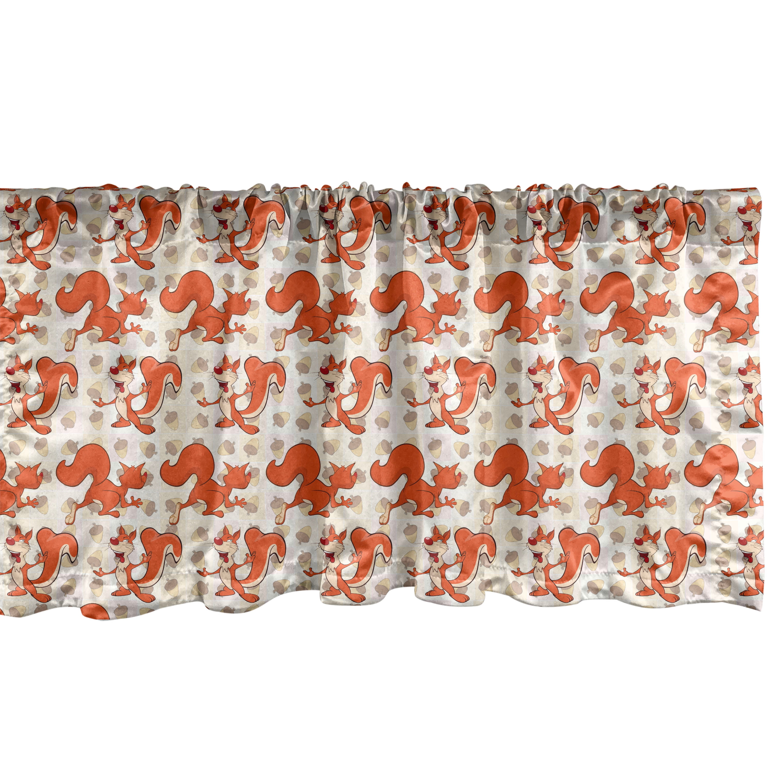 Ambesonne Squirrel Window Valance, Crazy Cartoon Animal Character ...