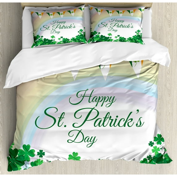 Ambesonne St. Patrick's Day Duvet Cover Sets, Rainbow Flags, 2-Queen, Multicolor
