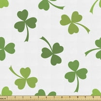 Ambesonne St. Patrick's Day Fabric by the Yard Upholstery, Shamrock, 5 Yards, Lime Green Multicolor