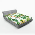 thumbnail image 1 of Ambesonne St. Patrick's Day Fitted Sheet 2 Pcs Set, Ir˝sh Owls, King, Green and White, 1 of 3