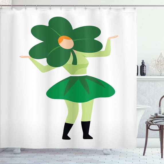 Ambesonne St. Patrick's Day Shower Curtain, Lucky Clover Hat, 69"Wx75"L, Green Green