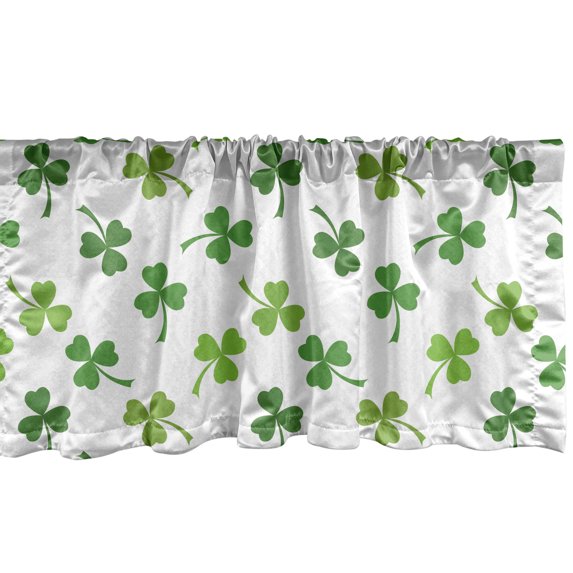 Ambesonne St. Patrick's Day Window Valance, Continuous Clover Luck Wealth Irish Traditional Pattern, Curtain Valance for Kitchen Bedroom Decor with Rod Pocket, 54" X 18", Lime Green Multicolor