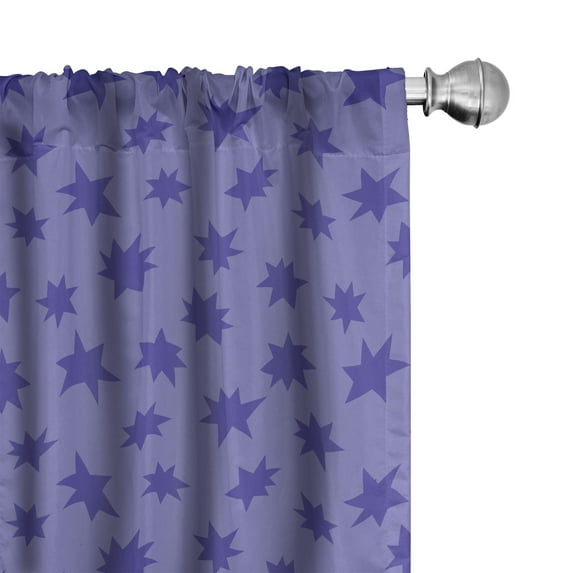 Ambesonne Star Window Curtains, Night Sky Abstract Shapes Art, Each 28" W x 63" L, Blue Violet