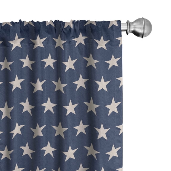 Ambesonne Star Window Curtains, Patriotic Freedom, Each 28" W x 63" L, Violet Blue and Tan