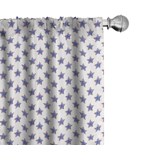 Ambesonne Star Window Curtains, USA Flag Star Nation Art, Each 28" W x 63" L, Navy Red White