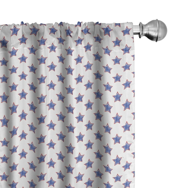 Ambesonne Star 4-Panel Curtains, USA Flag Star Nation Art, 56"x95", Navy Red White