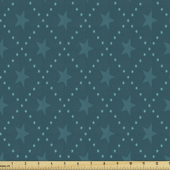 Ambesonne Star Fabric by the Yard Upholstery, Abstract Continuous, 2 Yards, Dark Teal Petrol Blue
