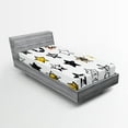 thumbnail image 1 of Ambesonne Star Fitted Sheet, Punk Shapes and Designs, Twin Size, Yellow White, 1 of 3