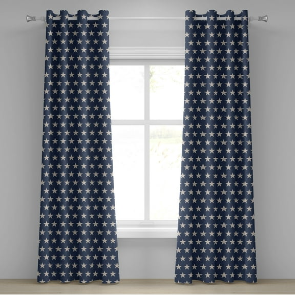 Ambesonne Star Grommet Curtain, Patriotic Freedom, 50" x 108", Violet Blue and Tan
