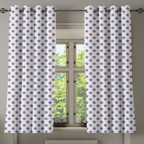 Ambesonne Star Grommet Curtain, USA Flag Star Nation Art, 50" x 63", Navy Red White