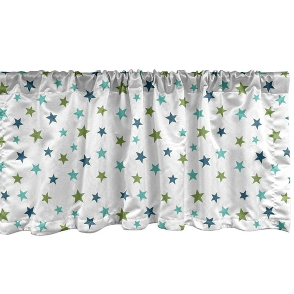 Ambesonne Star Window Valance, Simplistic Sky Object Pattern, 54" X 18", White Multicolor