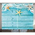 thumbnail image 1 of Ambesonne Starfish Curtains 2 Panel Set, Rustic Fish Net, 108" x 96", Turquoise White Orange, 1 of 2