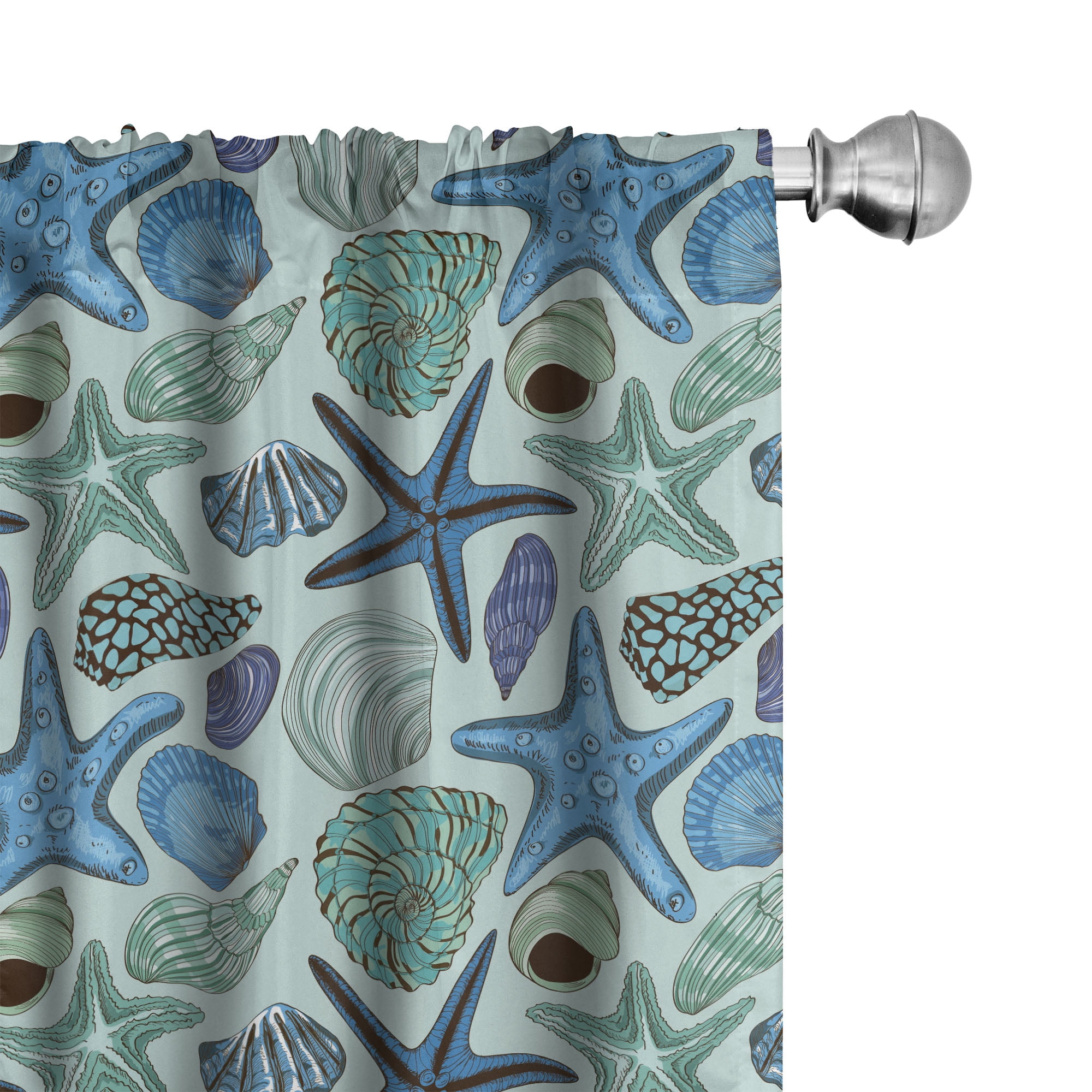 Tropical Starfish Multicolor Polyester Rod Pocket Curtain Panels
