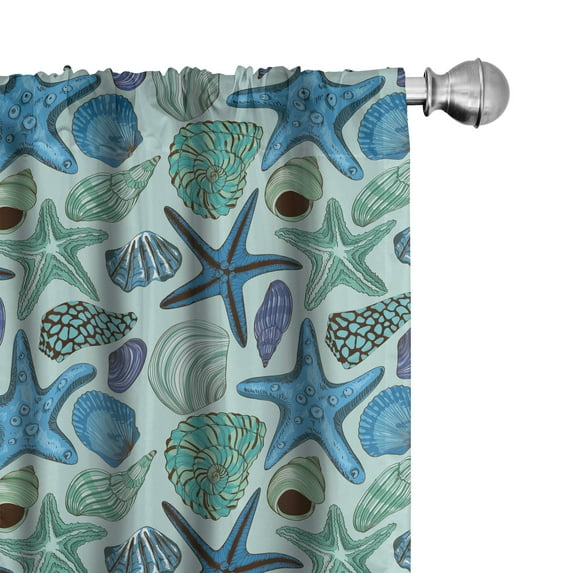 Ambesonne Starfish Curtains, Tropical Shells, Pair of 28"x95", Multicolor