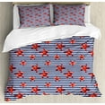 thumbnail image 1 of Ambesonne Starfish Duvet Cover Sets, Maritime Themed Pattern, 2-King, Navy White Red, 1 of 3
