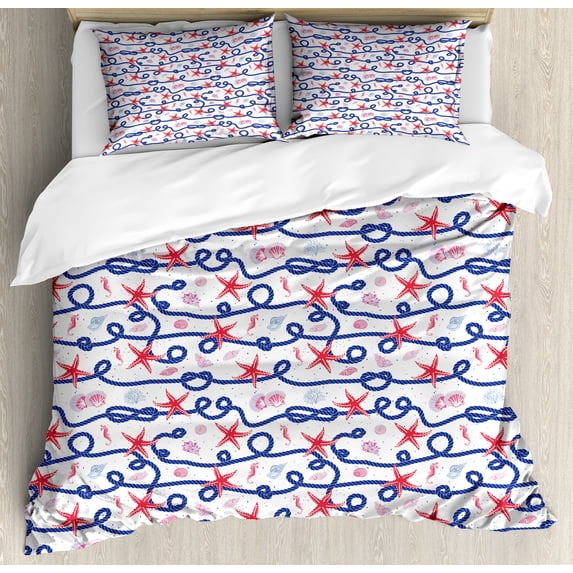 Ambesonne Starfish Duvet Cover Sets, Scallops, 2-King, Multicolor