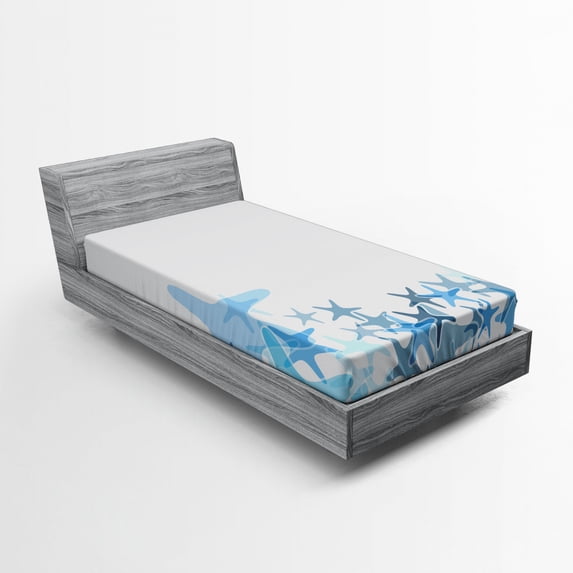 Ambesonne Starfish Fitted Sheet, Blue Sea Animals, Twin XL Size, Multicolor
