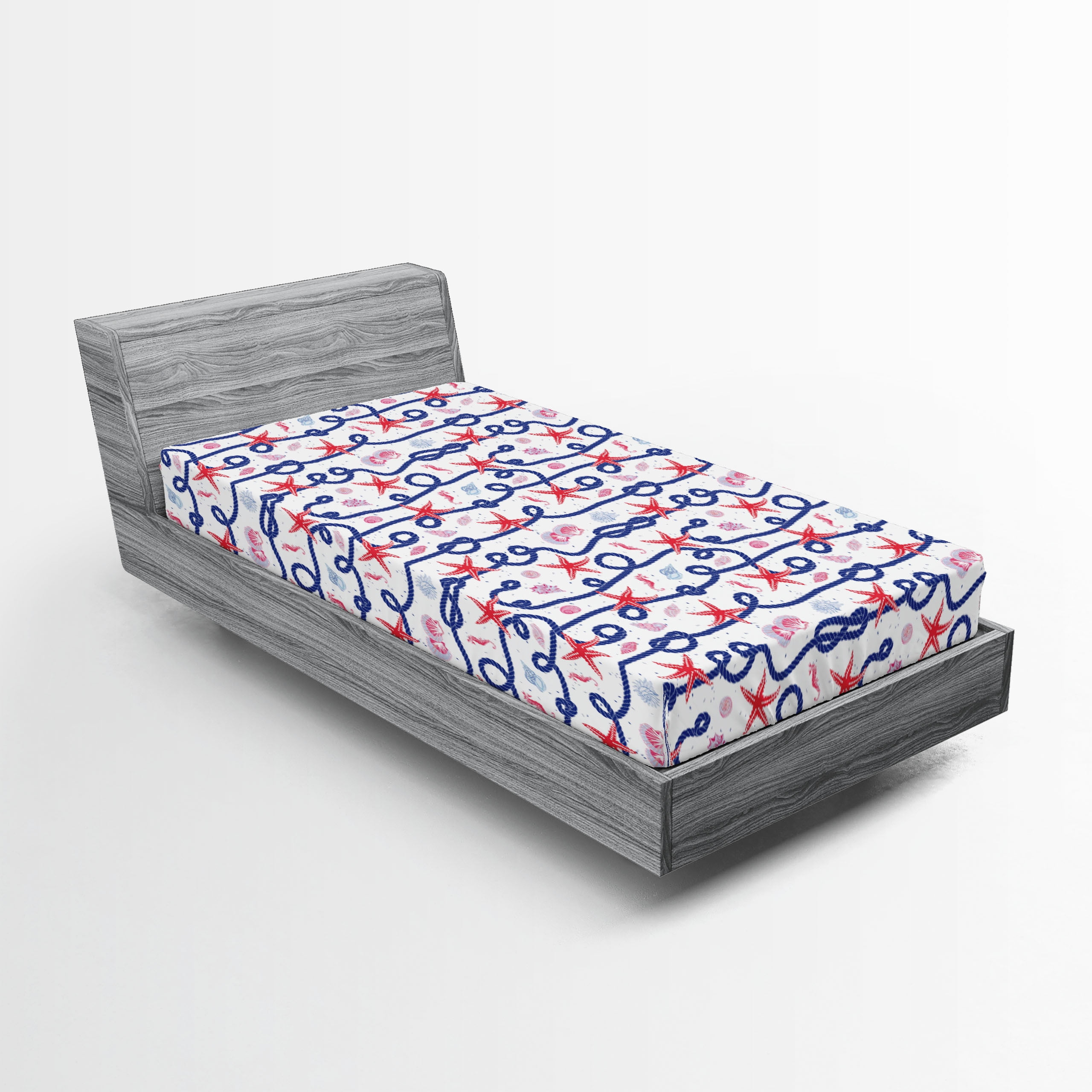 Blue Starfish Print Twin XL Microfiber Fitted Sheet