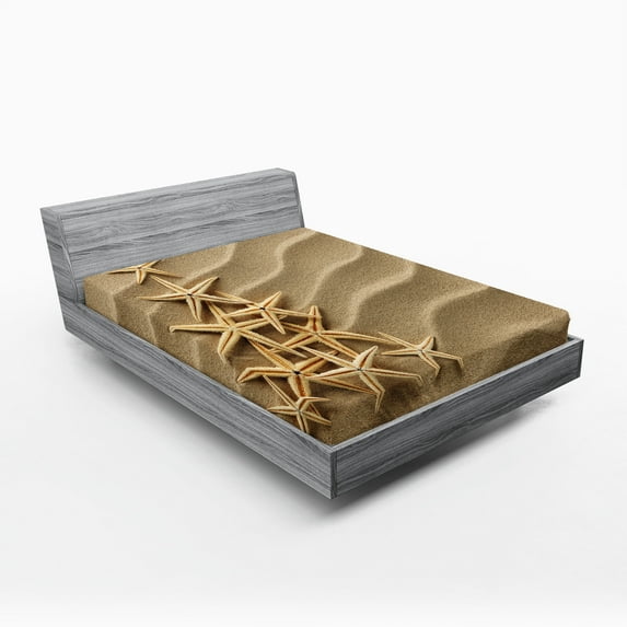 Ambesonne Starfish Fitted Sheet, Tree from Shells, Full Size, Pale Brown