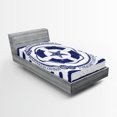thumbnail image 1 of Ambesonne Starfish Fitted Sheet, Trip Starfish Striped, Twin Size, Navy Blue White, 1 of 2