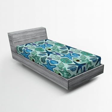 Ambesonne Starfish Fitted Sheet, Tropical Shells, Twin Size, Multicolor