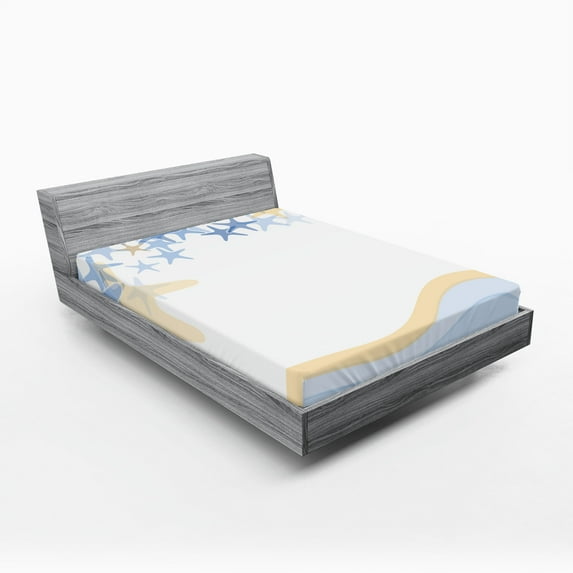 Ambesonne Starfish Fitted Sheet, Wavy Ocean Life, Queen Size, Multicolor