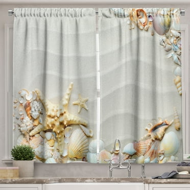 Ambesonne Starfish Kitchen Curtains, Colorful Sand, 55"x39", Multicolor