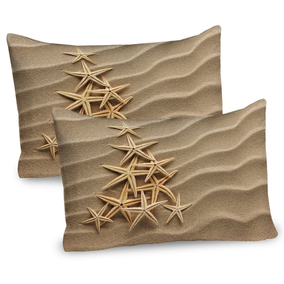 Ambesonne Starfish Pillow Sham 2 Pack, Tree from Shells, 26"x20", Pale Brown