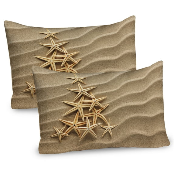 Ambesonne Starfish Pillow Sham 2 Pack, Tree from Shells, 30"x20", Pale Brown