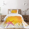 thumbnail image 1 of Ambesonne Starfish Quilted Bedspread Set 2 Pcs, Exotic Flowers Seastars, Twin Size, Orange Yellow Pink, 1 of 5