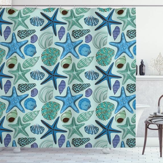 Ambesonne Starfish Shower Curtain, Tropical Shells, 69"Wx84"L, Multicolor