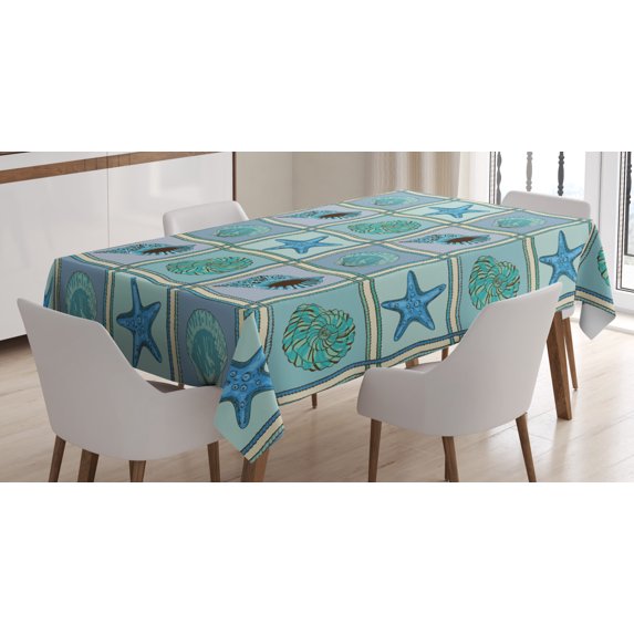 Ambesonne Starfish Tablecloth Rectangular Table Cover, Marine Pattern, 60"x84", Multicolor