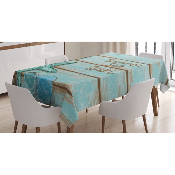 Ambesonne Starfish Tablecloth Rectangular Table Cover, Summer Travel, 60"x90", Mint Green Turquoise