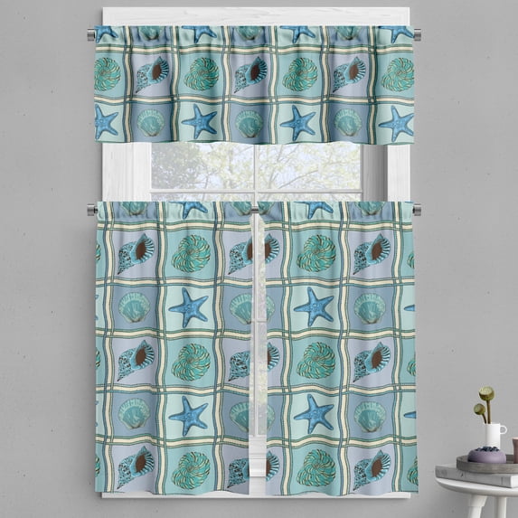 Ambesonne Starfish Valance & Curtain, Marine Pattern, 55"x30", Multicolor