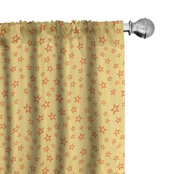 Ambesonne Stars Window Curtains, Doodle Geometric Shapes, Each 28" W x 95" L, Pale Yellow Orange