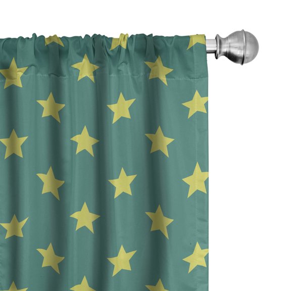 Ambesonne Stars Window Curtains, Vintage Geometry Pattern, Each 28" W x 95" L, Jade Green Pale Green